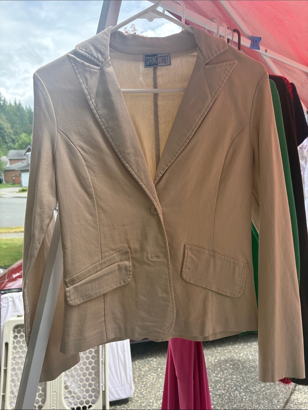 Spring Street Khaki Single-Button Women's Blazer